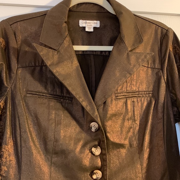Cold water Creek gorgeous brown metallic jacket with embroidery! - Picture 6 of 11